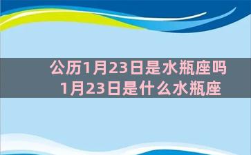 公历1月23日是水瓶座吗 1月23日是什么水瓶座